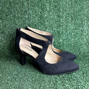 LifeStride Giovanna 2 Back Zip Strappy Comfort Office Pumps Black Womens 7 Wide